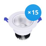 Multipack 15x Bright Choice Downlight LED Il Giro Inclinabile 12W 960lm 60D - 930 Luce Calda -  | 110mm - Ritaglio 90mm - UGR <19