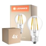 Multipack 4x Ledvance Classic LED E27 Pera Filamento Chiara 11W 1521lm - 827 Bianco Molto Caldo | Dimmerabile - Sostitua 100W