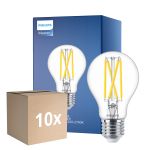 Multipack 10x Philips Master LED E27 Pera Filamento Chiara 5.9W 806lm - 922-927 Dim To Warm | Miglior Resa Cromatica - Dimmerabile - Sostitutiva 60W
