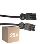 Multipack 25x Noxion GST - Compatibile Cavo di prolunga Nero - Maschio + Femmina - 5m - 3 pole 1,5mm2