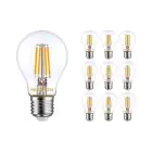 Multipack 10x Noxion Lucent Filamento LED E27 Pera Chiara 7W 806lm - 827 Bianco Molto Caldo | Dimmerabile - Sostitutiva 60W