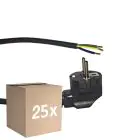 Multipack 25x Noxion Power Cavo di alimentazione Nero - Schuko Europlug + Estremità aperte - 3m - 3 pole 0,75mm2