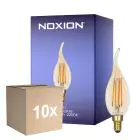 Multipack 10x Noxion Lucent LED E14 Candela Filamento Ambra BA35 4.5W 400lm - 822 Bianco Molto Caldo | Dimmerabile - Sostitutiva 35W